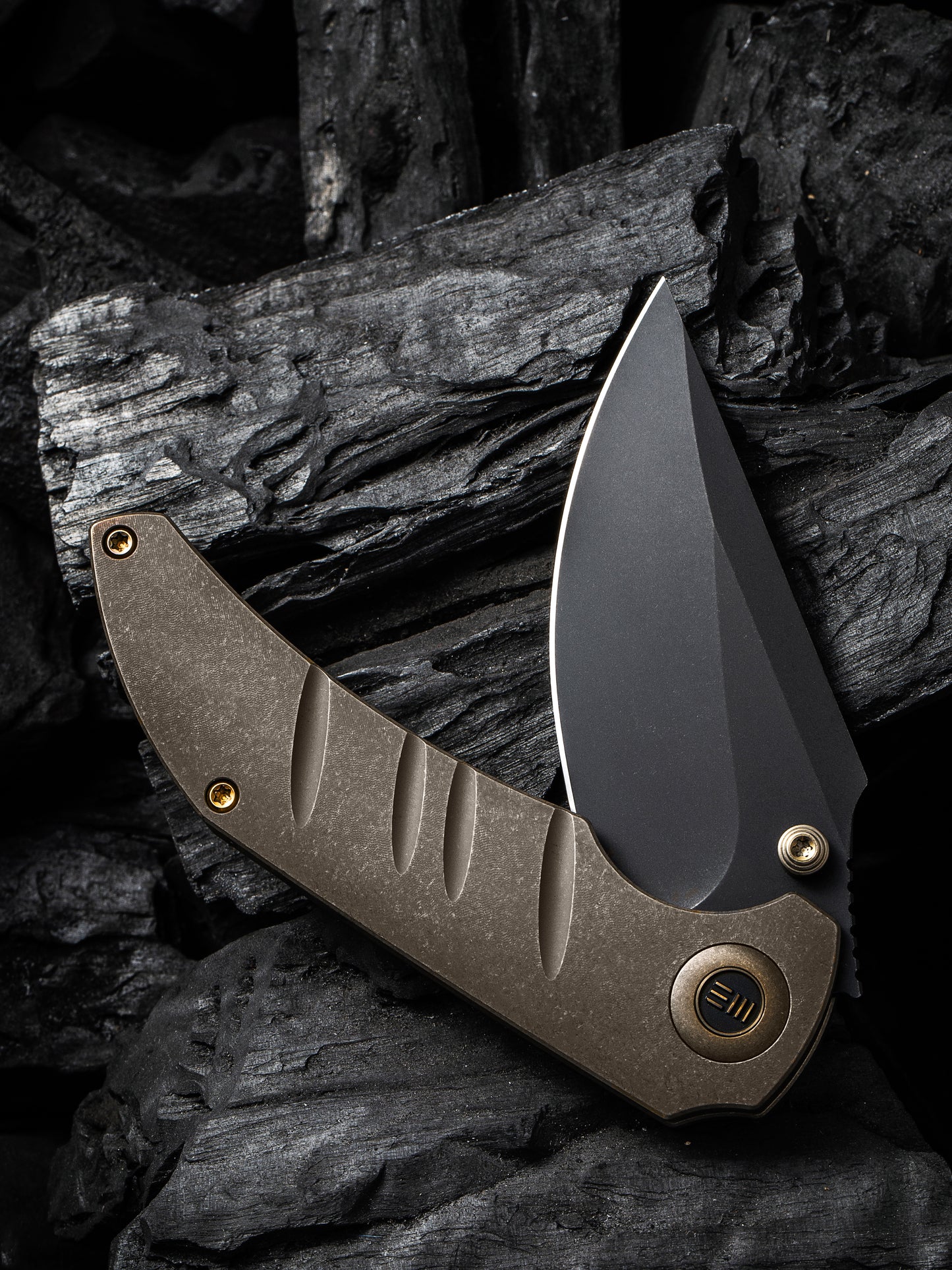 WE Riff-Raff 3.12" CPM 20CV Black Stonewashed / Bronze Titanium Folding Knife by Matthew Christensen WE22020B-1