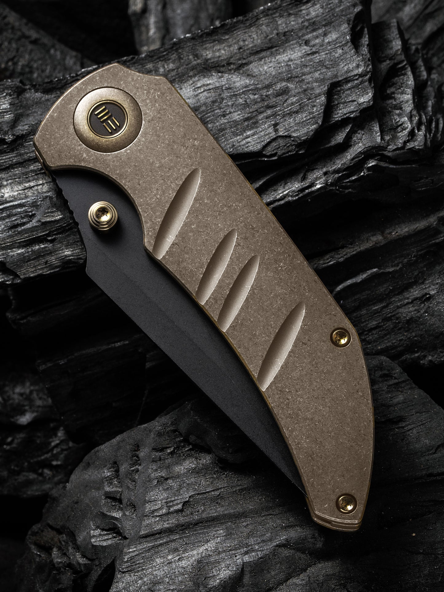 WE Riff-Raff 3.12" CPM 20CV Black Stonewashed / Bronze Titanium Folding Knife by Matthew Christensen WE22020B-1
