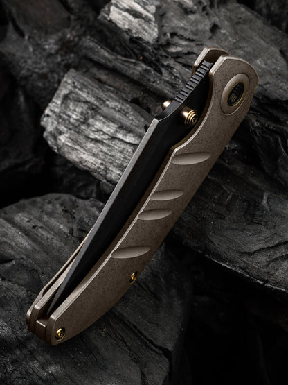 WE Riff-Raff 3.12" CPM 20CV Black Stonewashed / Bronze Titanium Folding Knife by Matthew Christensen WE22020B-1