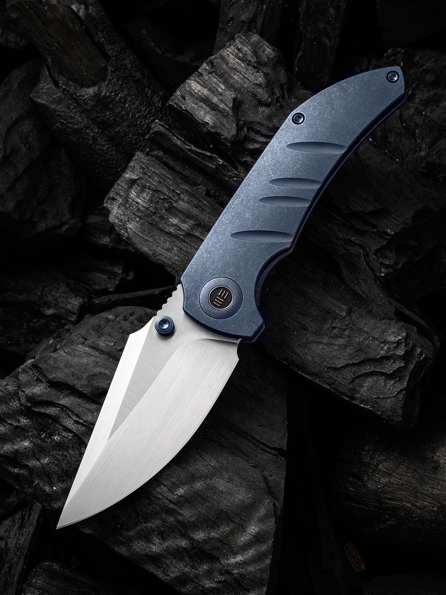 WE Riff-Raff 3.12" CPM 20CV Blue Titanium Folding Knife by Matthew Christensen WE22020B-2