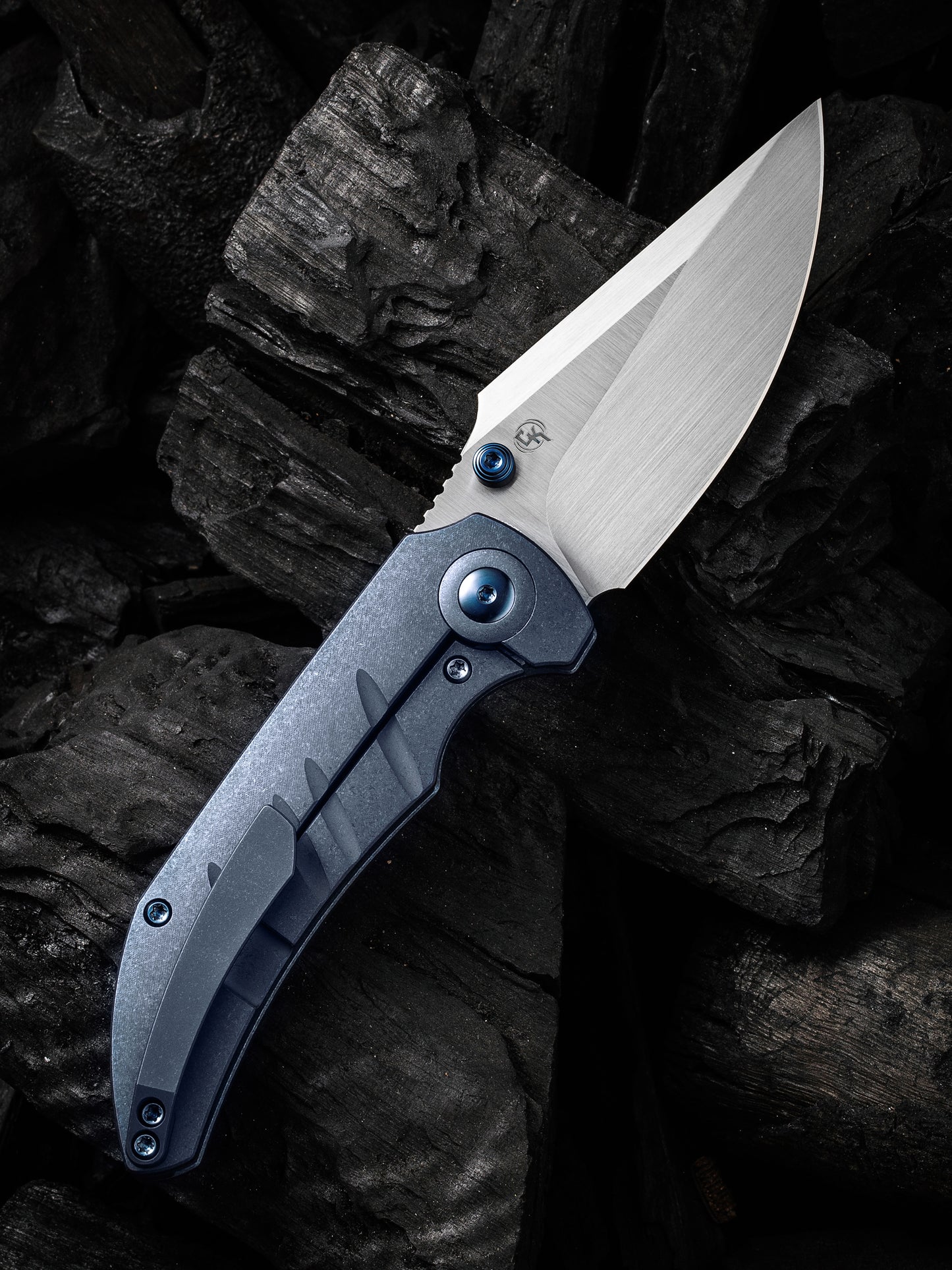 WE Riff-Raff 3.12" CPM 20CV Blue Titanium Folding Knife by Matthew Christensen WE22020B-2