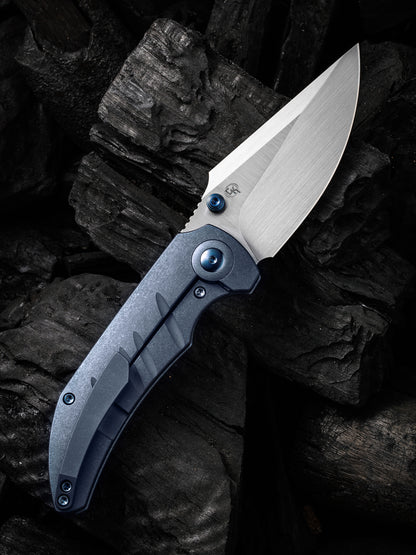 WE Riff-Raff 3.12" CPM 20CV Blue Titanium Folding Knife by Matthew Christensen WE22020B-2