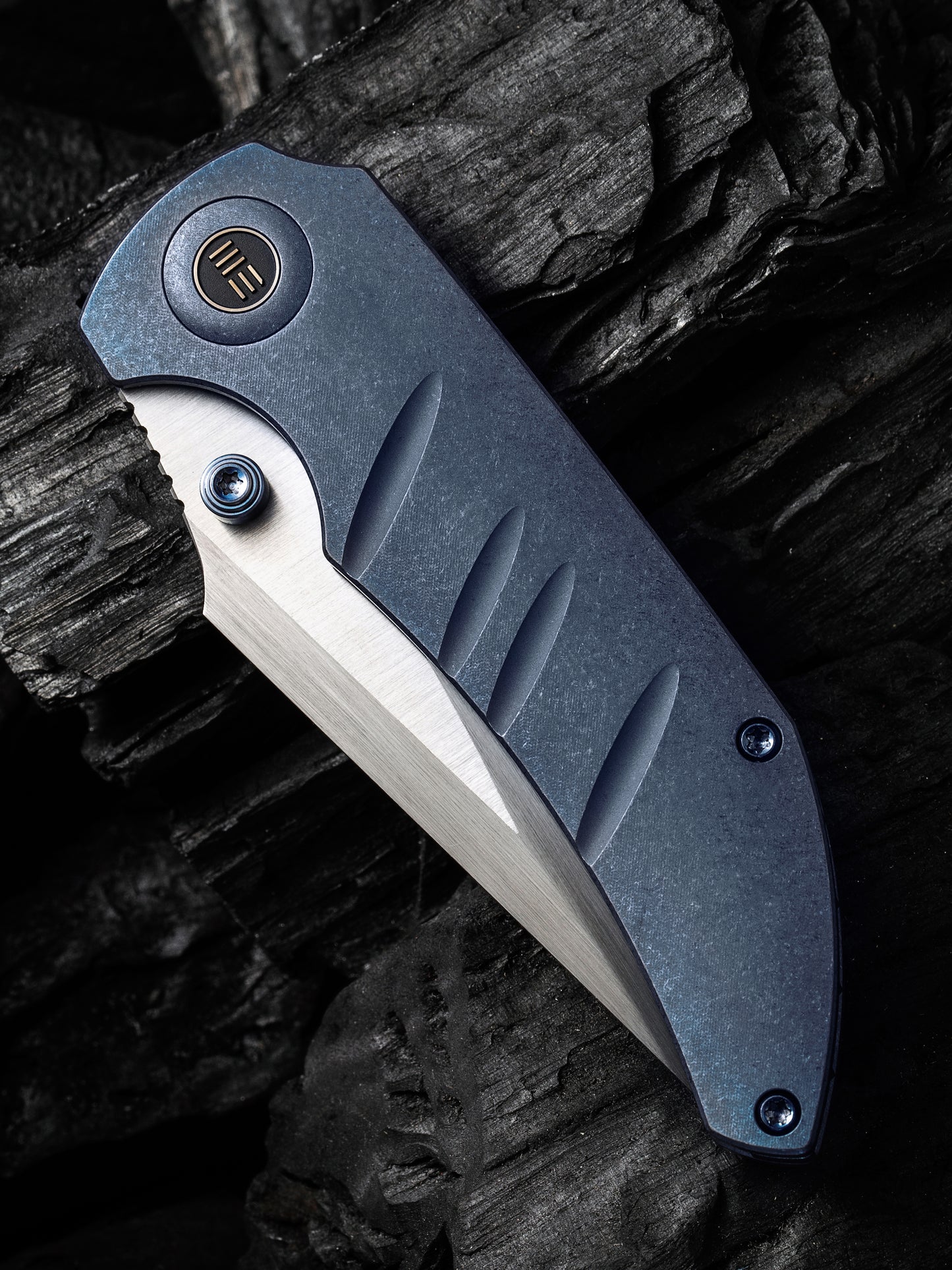 WE Riff-Raff 3.12" CPM 20CV Blue Titanium Folding Knife by Matthew Christensen WE22020B-2