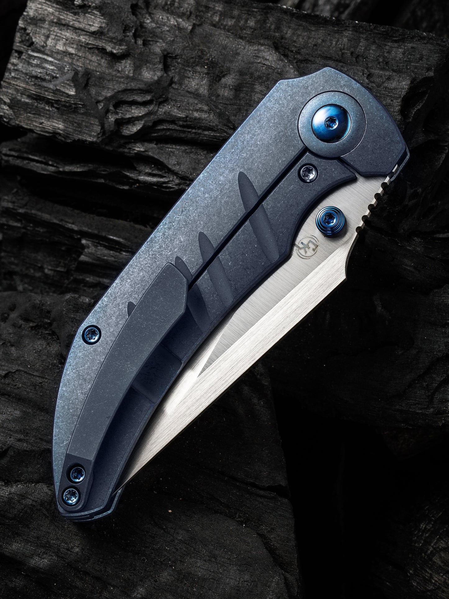 WE Riff-Raff 3.12" CPM 20CV Blue Titanium Folding Knife by Matthew Christensen WE22020B-2