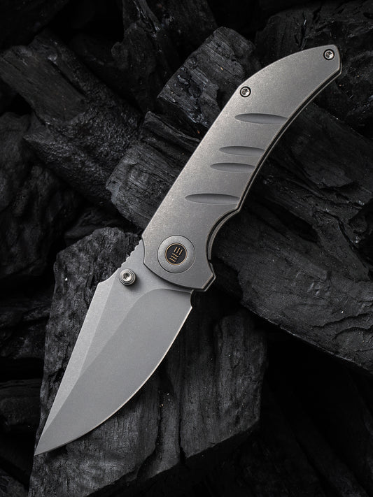 WE Riff-Raff 3.12" CPM 20CV Stonewashed Gray Titanium Folding Knife by Matthew Christensen WE22020B-3