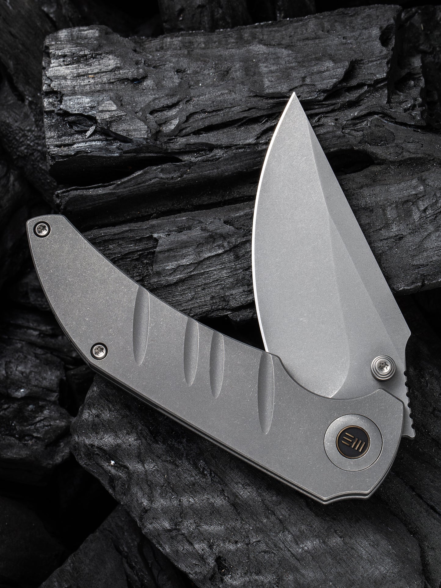WE Riff-Raff 3.12" CPM 20CV Stonewashed Gray Titanium Folding Knife by Matthew Christensen WE22020B-3