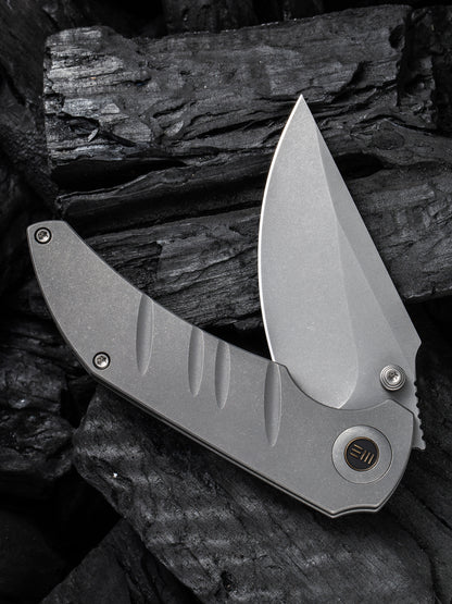 WE Riff-Raff 3.12" CPM 20CV Stonewashed Gray Titanium Folding Knife by Matthew Christensen WE22020B-3