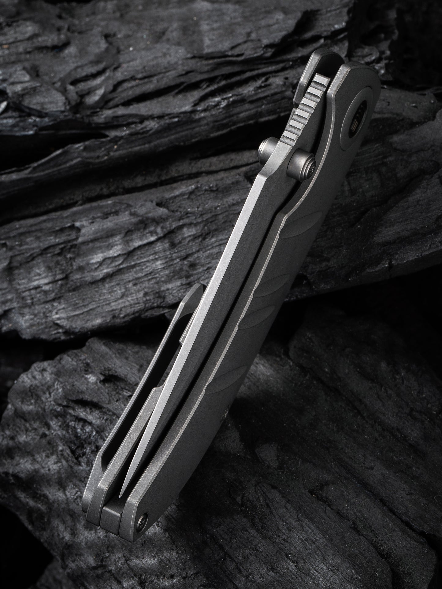 WE Riff-Raff 3.12" CPM 20CV Stonewashed Gray Titanium Folding Knife by Matthew Christensen WE22020B-3