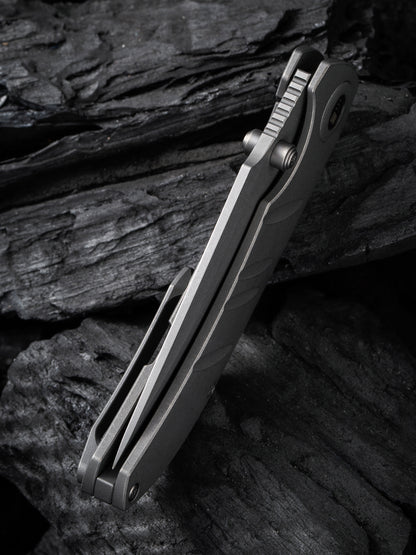 WE Riff-Raff 3.12" CPM 20CV Stonewashed Gray Titanium Folding Knife by Matthew Christensen WE22020B-3