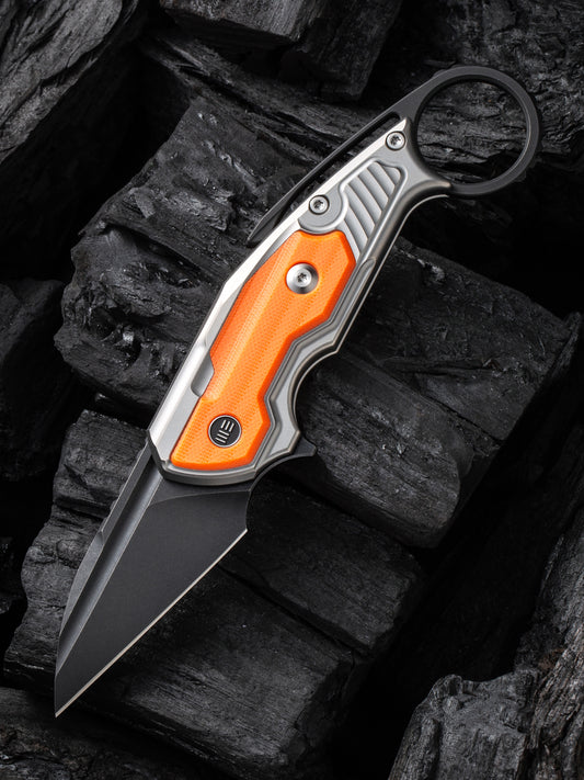 WE Yardbird 2.44" Black CPM 20CV Orange G10 Titanium Folding Knife by Maciej Torbe WE22021-1