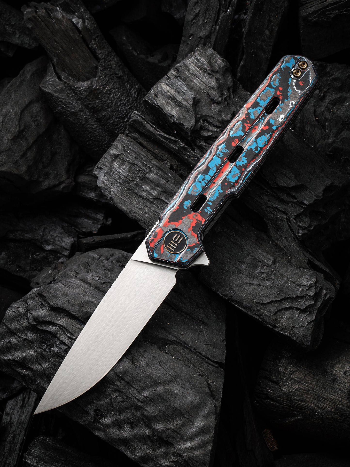 WE Navo 3.25" CPM 20CV Nebula Fat Carbon Fiber Titanium Folding Knife by Ostap Hel WE22026-4