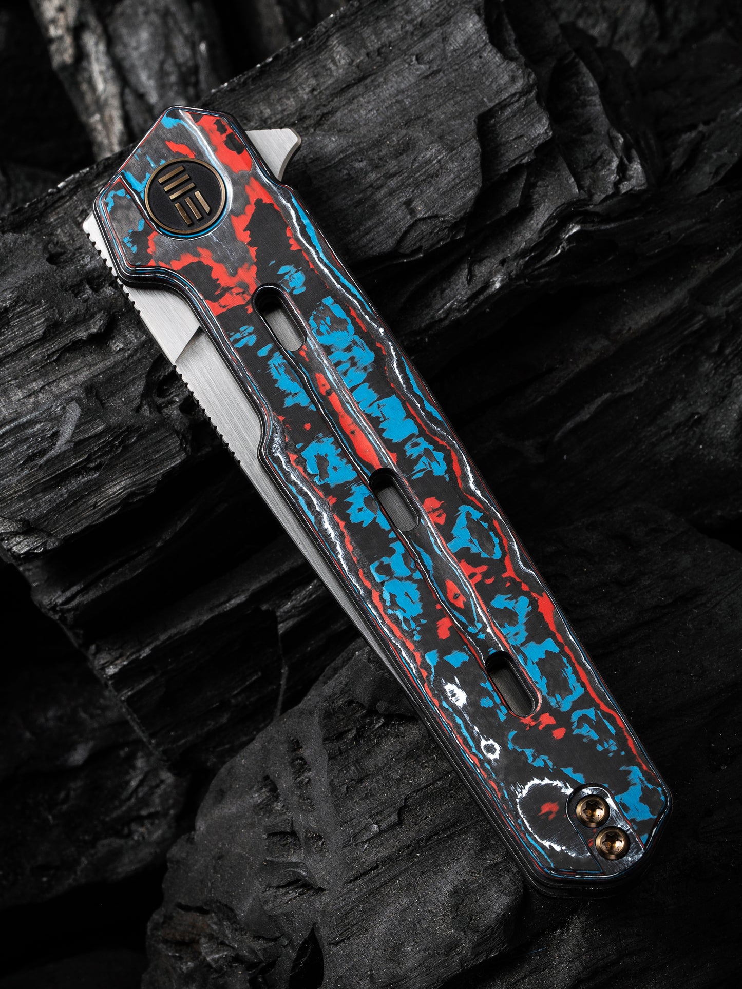 WE Navo 3.25" CPM 20CV Nebula Fat Carbon Fiber Titanium Folding Knife by Ostap Hel WE22026-4