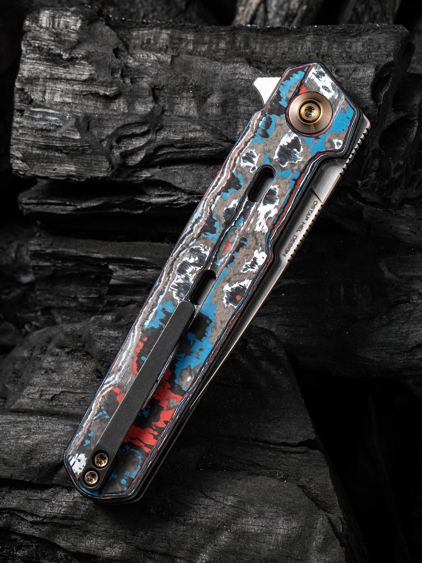 WE Navo 3.25" CPM 20CV Nebula Fat Carbon Fiber Titanium Folding Knife by Ostap Hel WE22026-4