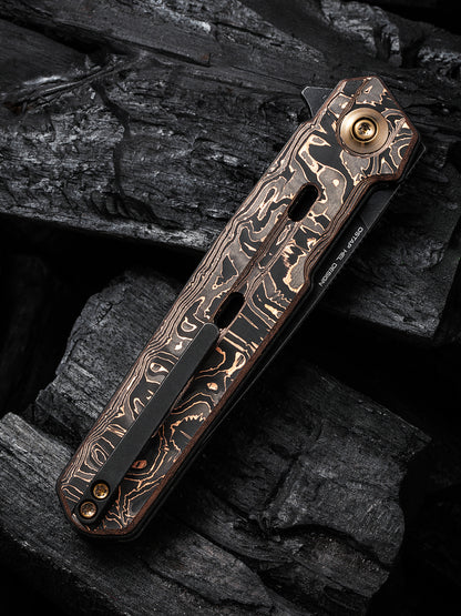 WE Navo 3.25" CPM 20CV Copper Foil Carbon Fiber Titanium Folding Knife by Ostap Hel WE22026-5