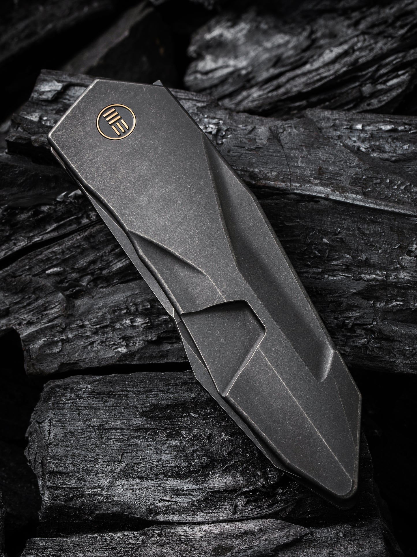 WE Solid 3.88" CPM 20CV Black Stonewashed Titanium Folding Knife by GTC WE22028-1