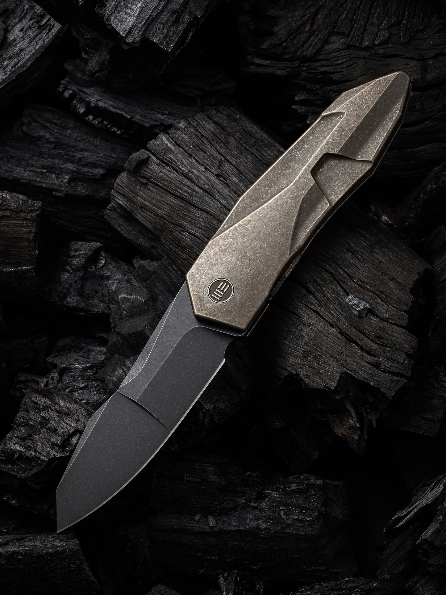 WE Solid 3.88" CPM 20CV Black/Bronze Stonewashed Titanium Folding Knife by GTC WE22028-3