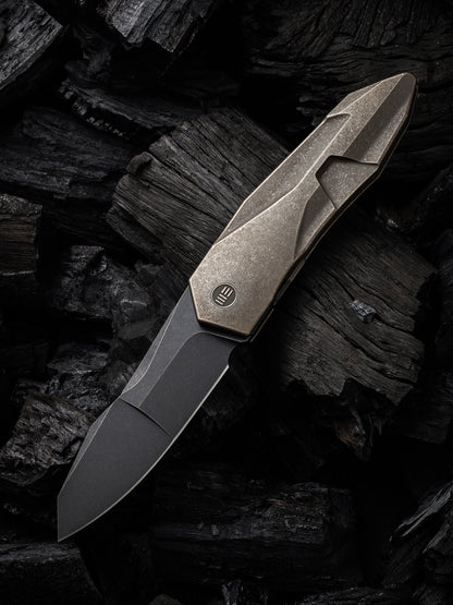 WE Solid 3.88" CPM 20CV Black/Bronze Stonewashed Titanium Folding Knife by GTC WE22028-3