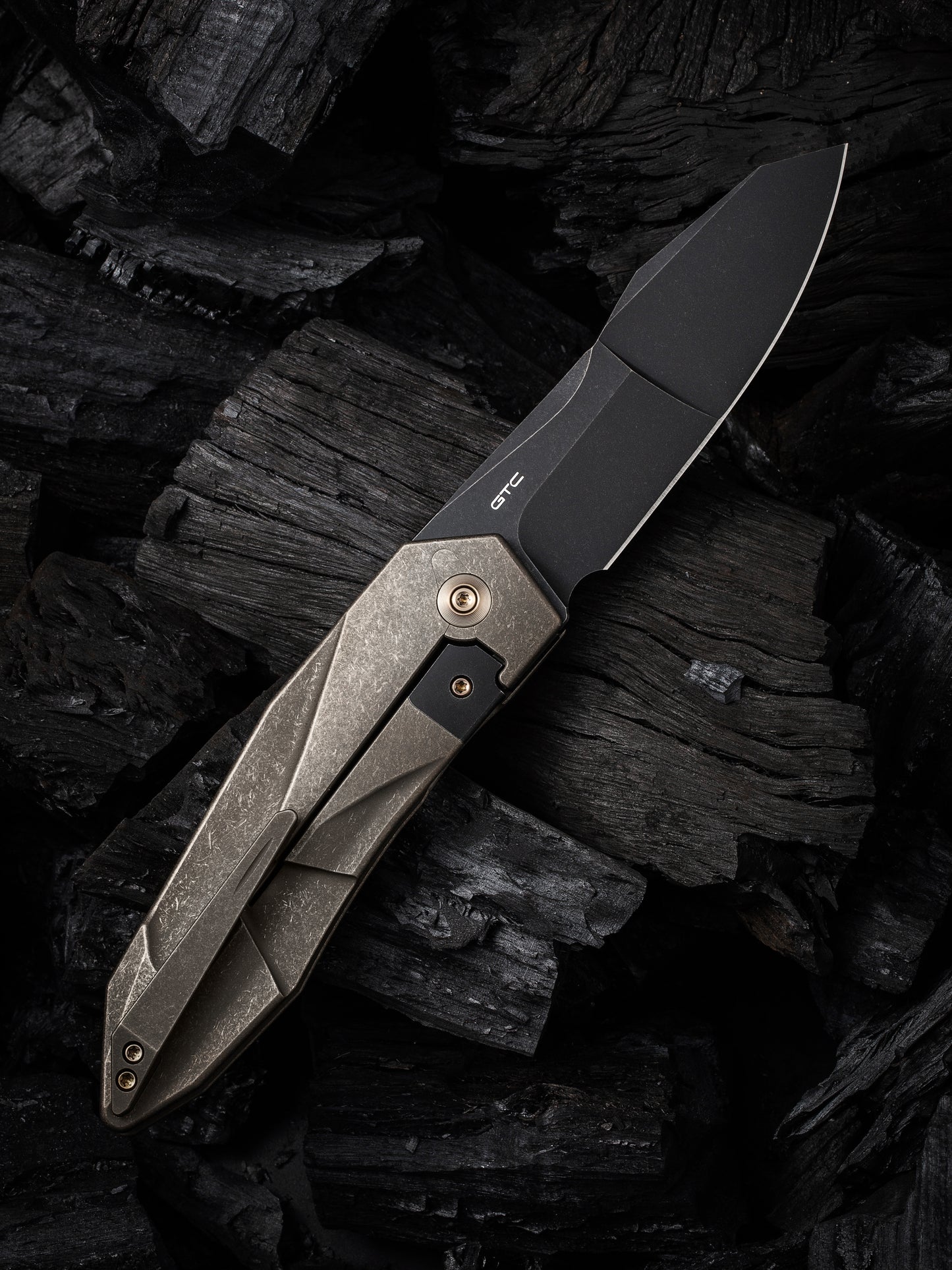 WE Solid 3.88" CPM 20CV Black/Bronze Stonewashed Titanium Folding Knife by GTC WE22028-3