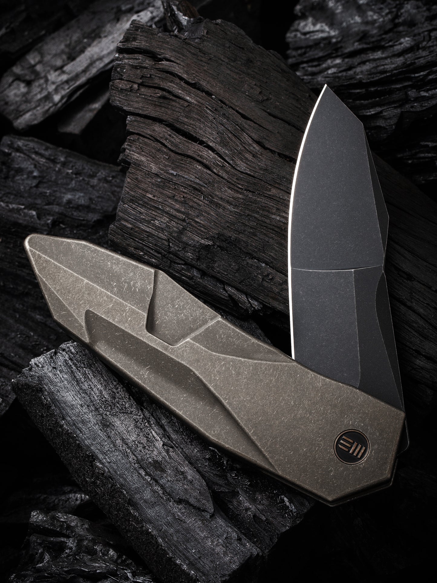 WE Solid 3.88" CPM 20CV Black/Bronze Stonewashed Titanium Folding Knife by GTC WE22028-3
