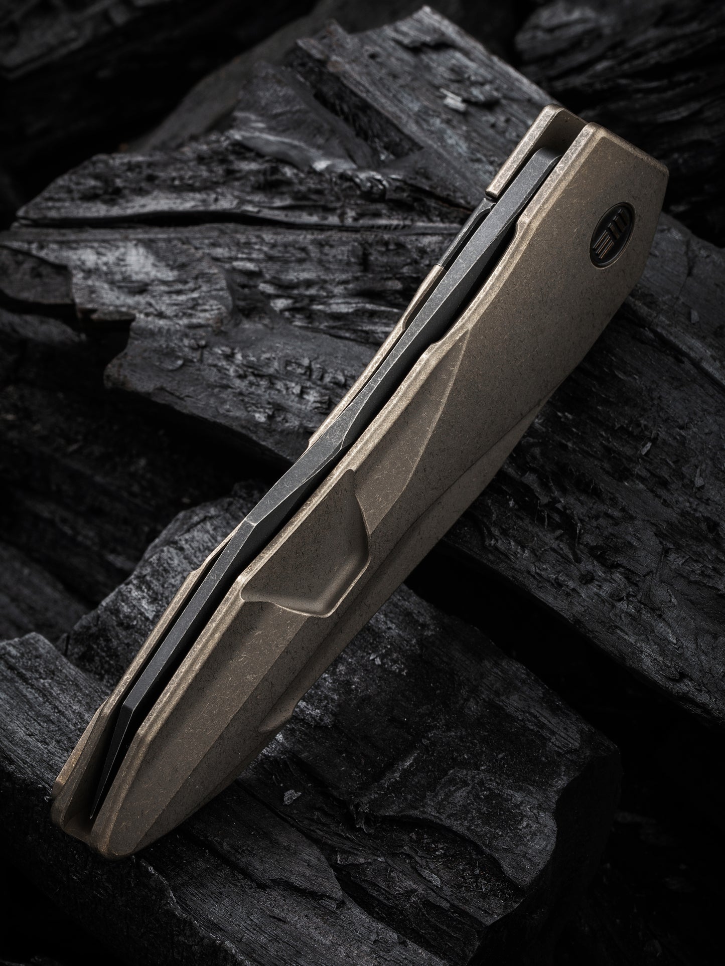 WE Solid 3.88" CPM 20CV Black/Bronze Stonewashed Titanium Folding Knife by GTC WE22028-3