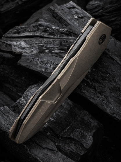 WE Solid 3.88" CPM 20CV Black/Bronze Stonewashed Titanium Folding Knife by GTC WE22028-3