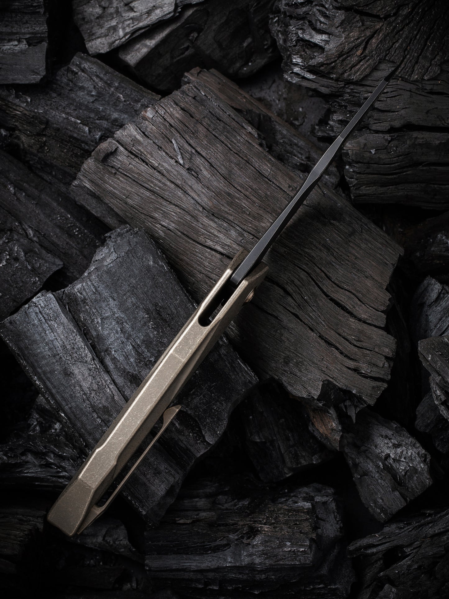 WE Solid 3.88" CPM 20CV Black/Bronze Stonewashed Titanium Folding Knife by GTC WE22028-3