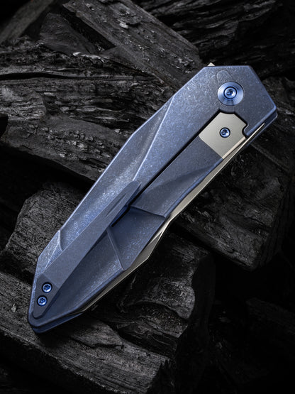 WE Solid 3.88" CPM 20CV Blue Titanium Folding Knife by GTC WE22028-4