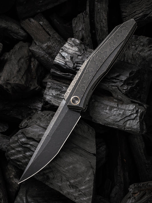 WE Cybernetic Limited Edition 3.91" Black Etching Pattern CPM 20CV Titanium Folding Knife WE22033-4