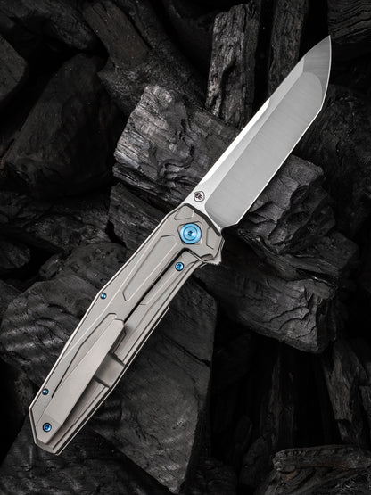 WE Shadowfire 3.97" Gray CPM 20CV Titanium Folding Knife by Rafal Brzeski WE22035-2