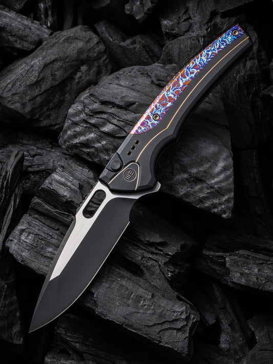WE Exciton Limited Edition 3.68" CPM 20CV Flamed Titanium Integral Spacer Folding Knife WE22038A-4