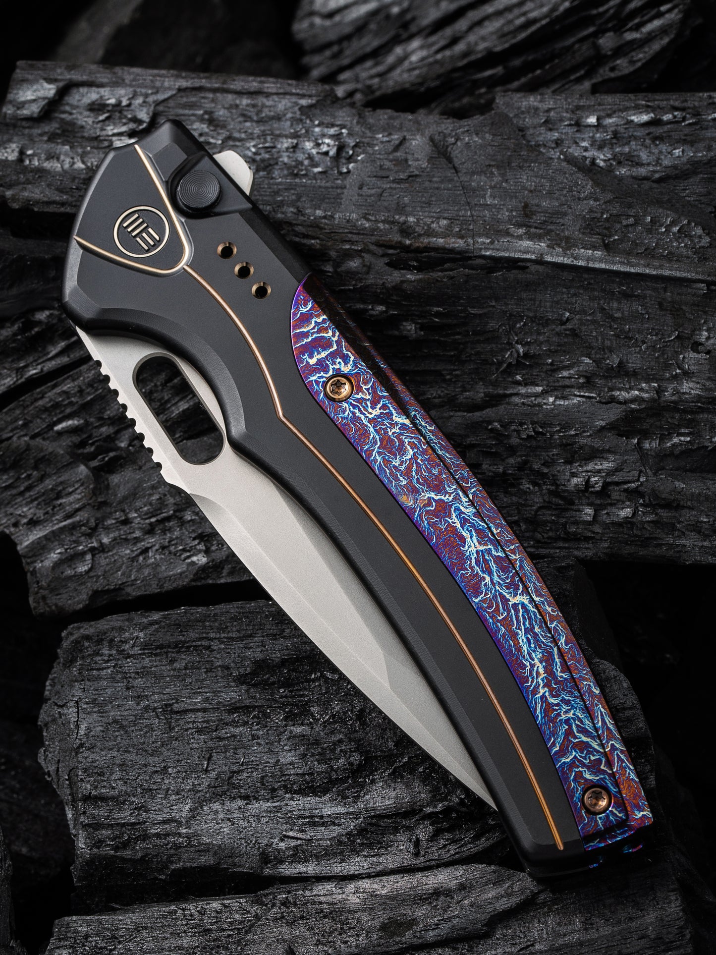 WE Exciton Limited Edition 3.68" CPM 20CV Flamed Titanium Integral Spacer Folding Knife WE22038A-6