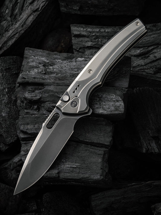 WE Exciton Limited Edition 3.68" CPM 20CV Gray Titanium Polished Integral Spacer Folding Knife WE22038A-7