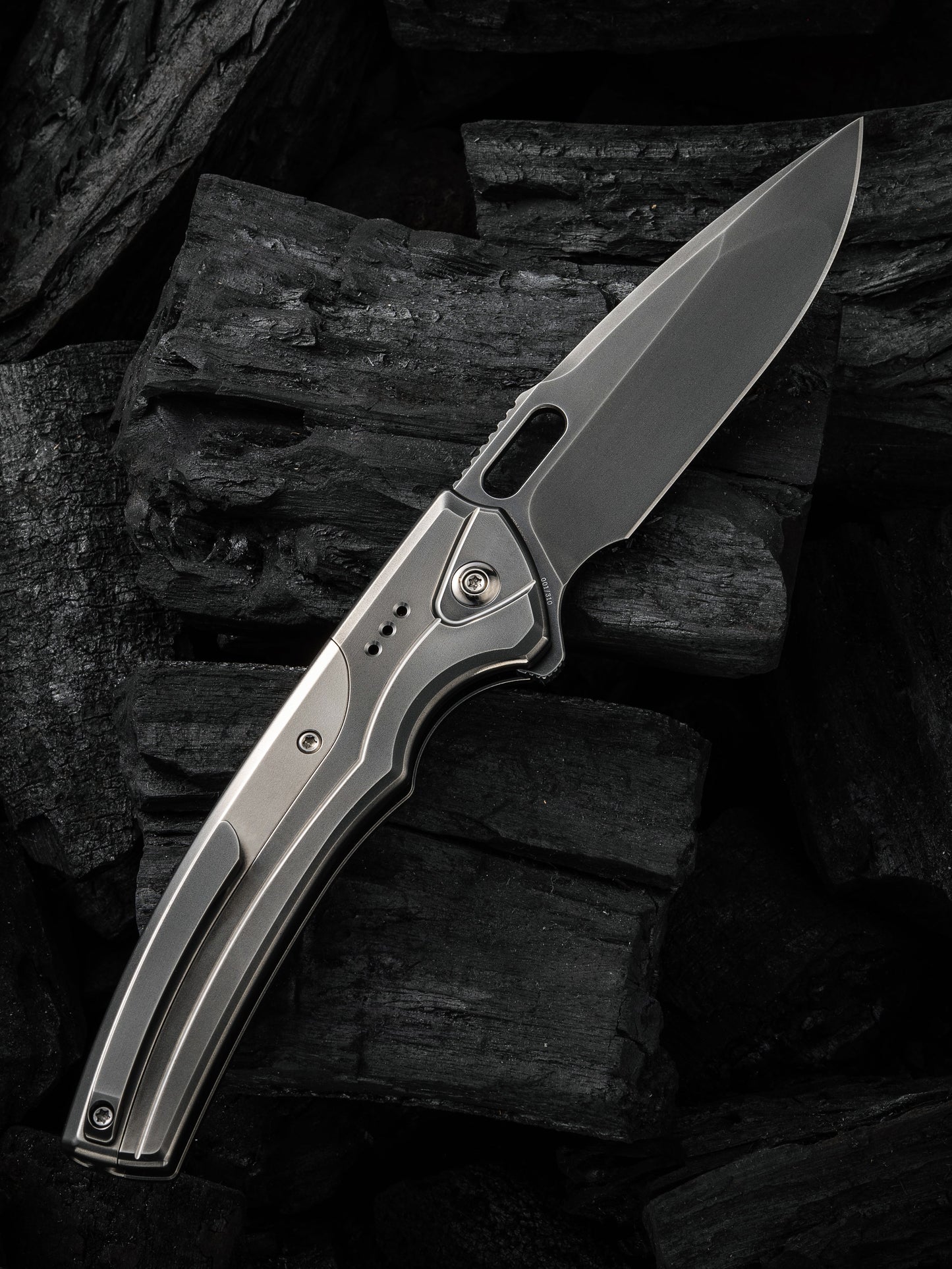 WE Exciton Limited Edition 3.68" CPM 20CV Gray Titanium Polished Integral Spacer Folding Knife WE22038A-7