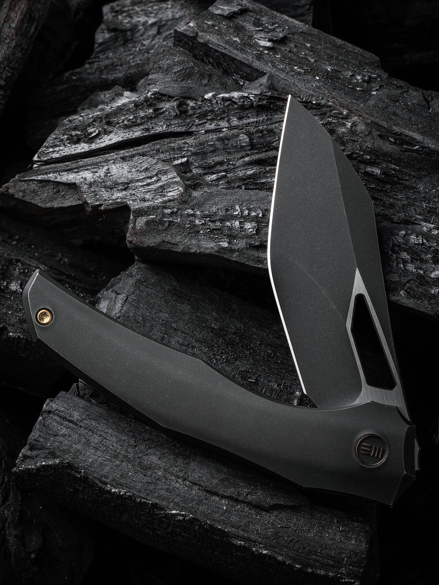 WE Ignio 3.3" CPM 20CV Black Stonewashed Titanium Folding Knife by Toni Tietzel WE22042B-1