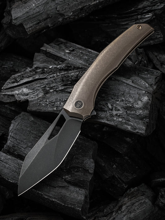 WE Ignio 3.3" CPM 20CV Black/Bronze Stonewashed Titanium Folding Knife by Toni Tietzel WE22042B-2