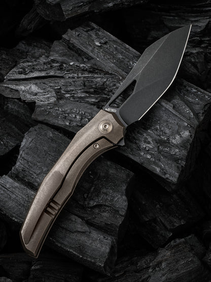 WE Ignio 3.3" CPM 20CV Black/Bronze Stonewashed Titanium Folding Knife by Toni Tietzel WE22042B-2