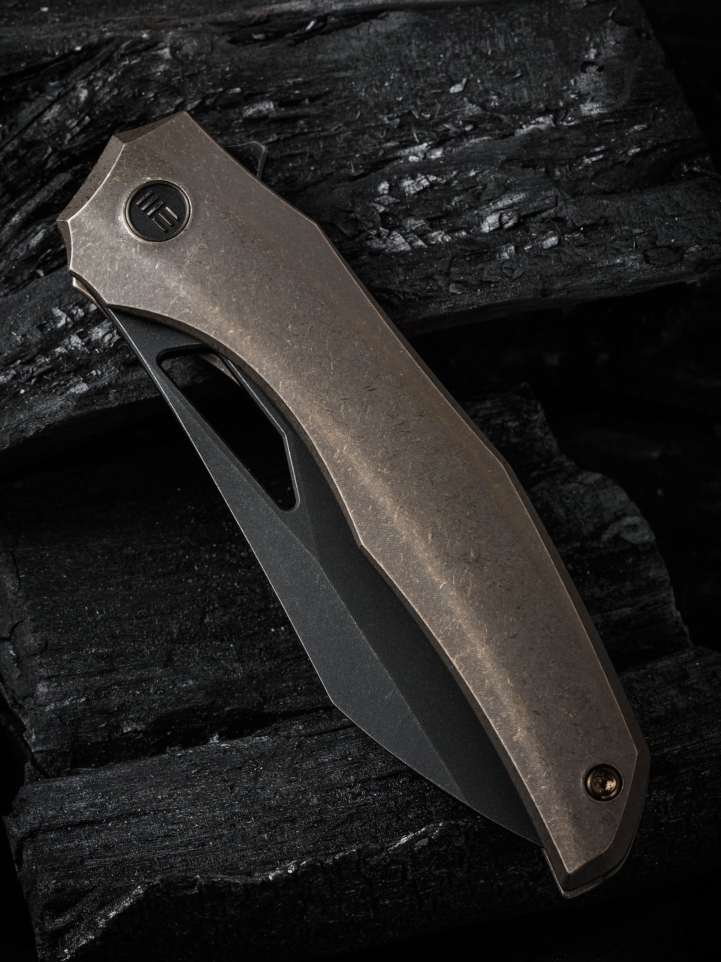 WE Ignio 3.3" CPM 20CV Black/Bronze Stonewashed Titanium Folding Knife by Toni Tietzel WE22042B-2