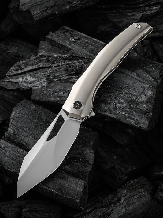 WE Ignio 3.3" CPM 20CV Polished Bead Blasted Titanium Folding Knife by Toni Tietzel WE22042B-4