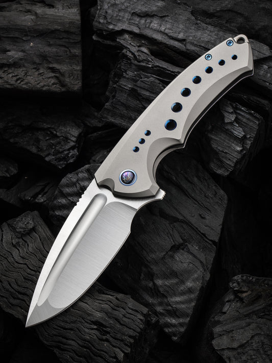 WE Nexusia Limited Edition 3.48" Hand Polished CPM 20CV Gray Titanium Folding Knife WE22044-2