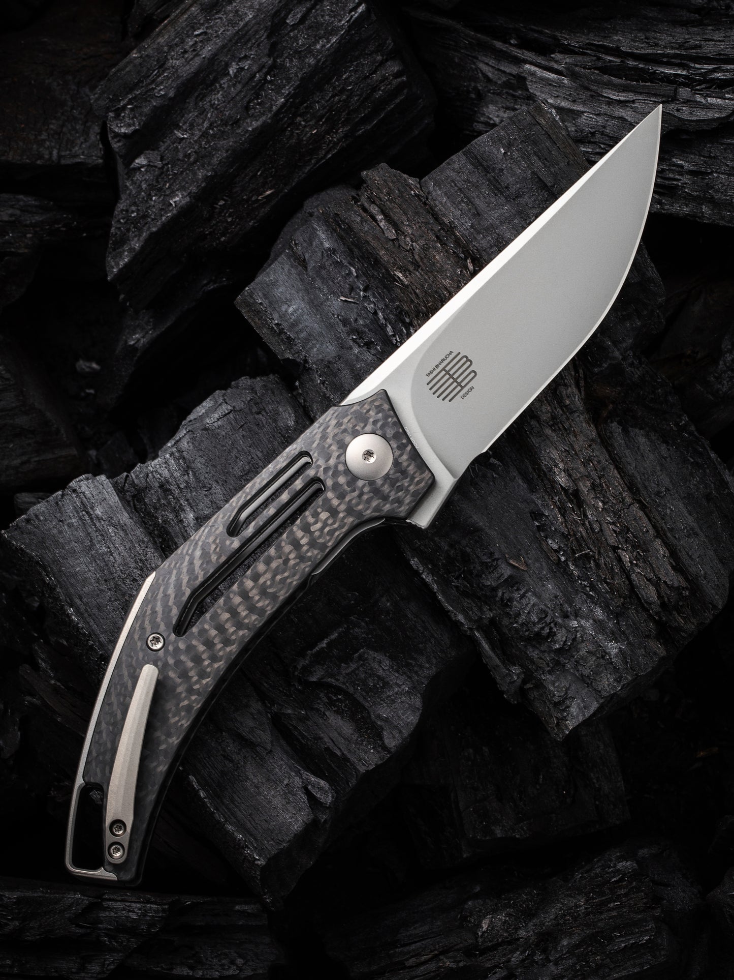 WE Speedliner 3.39" CPM 20CV Twill Carbon Fiber Folding Knife by Tashi Bharucha WE22045B-1