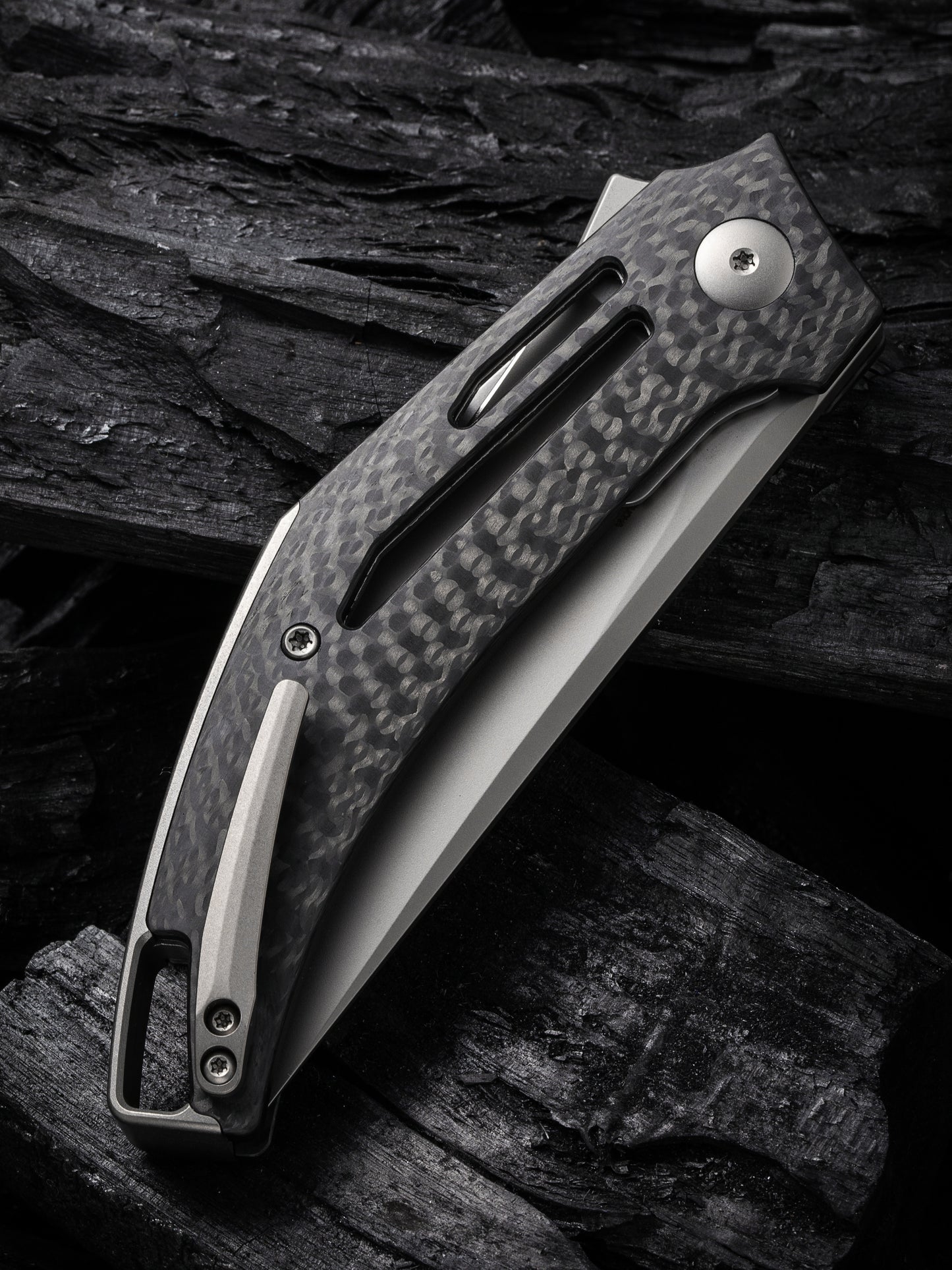 WE Speedliner 3.39" CPM 20CV Twill Carbon Fiber Folding Knife by Tashi Bharucha WE22045B-1