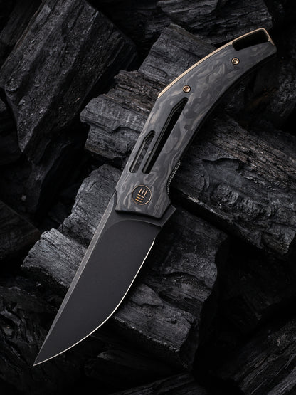 WE Speedliner 3.39" CPM 20CV Black Stonewashed Shredded Carbon Fiber Folding Knife by Tashi Bharucha WE22045B-2