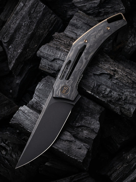WE Speedliner 3.39" CPM 20CV Black Stonewashed Shredded Carbon Fiber Folding Knife by Tashi Bharucha WE22045B-2