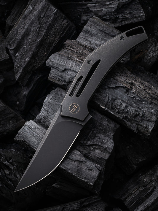 WE Speedliner 3.39" CPM 20CV Black Stonewashed Titanium Folding Knife by Tashi Bharucha WE22045C-1