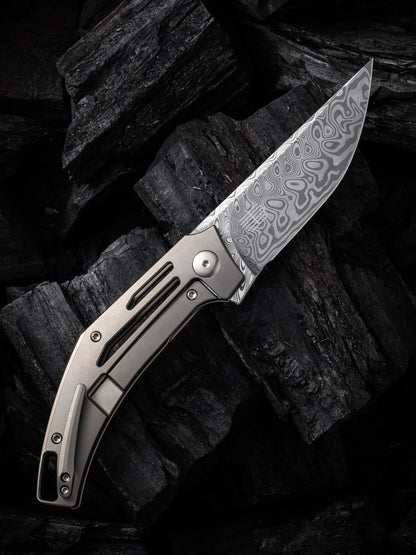 WE Speedliner 3.39" Hakkapella Damasteel Titanium Folding Knife by Tashi Bharucha WE22045C-DS1
