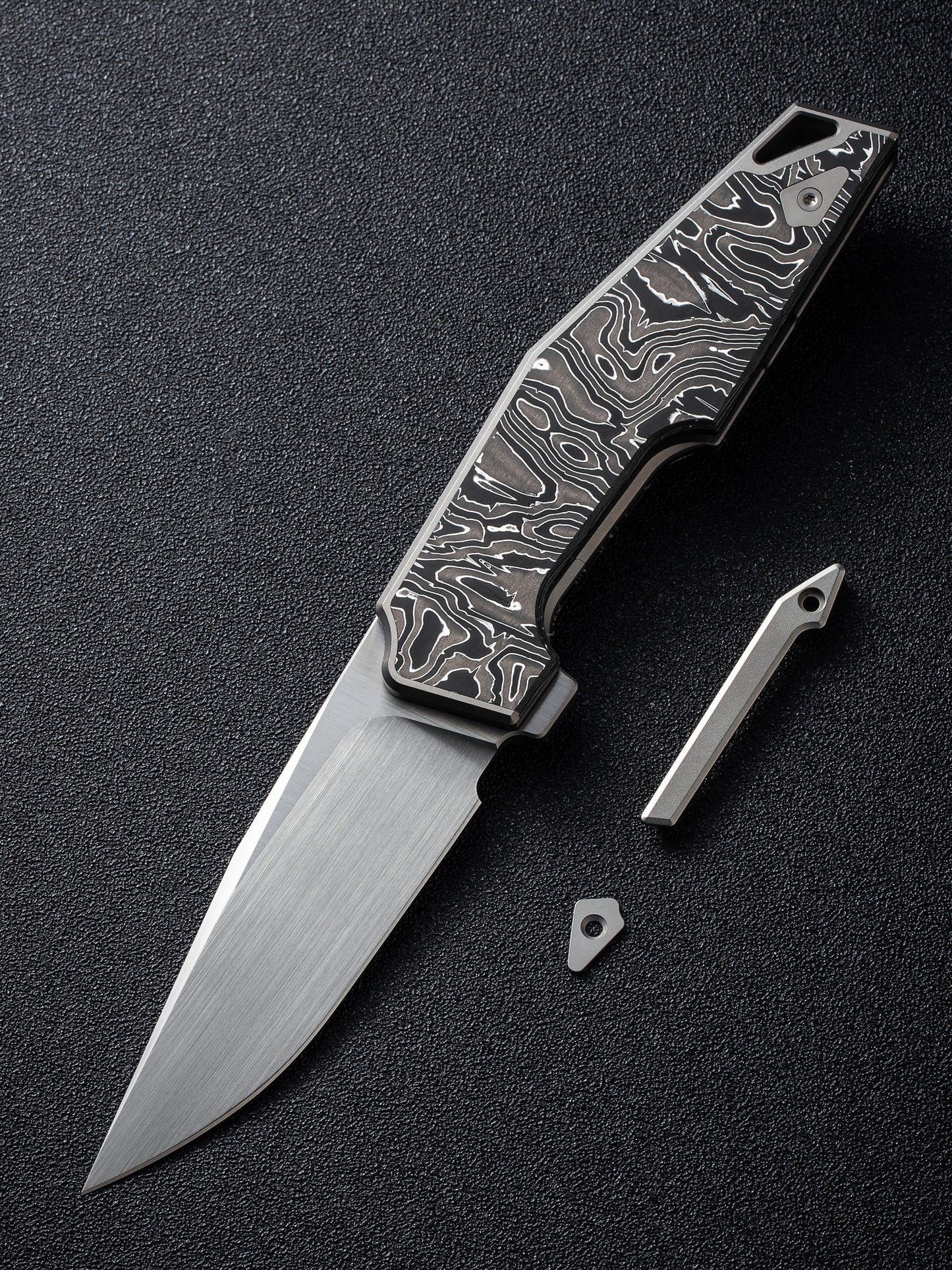 WE OAO 3.4" CPM 20CV Aluminum Foil Carbon Fiber Titanium Folding Knife by Tashi Bharucha WE23001-1