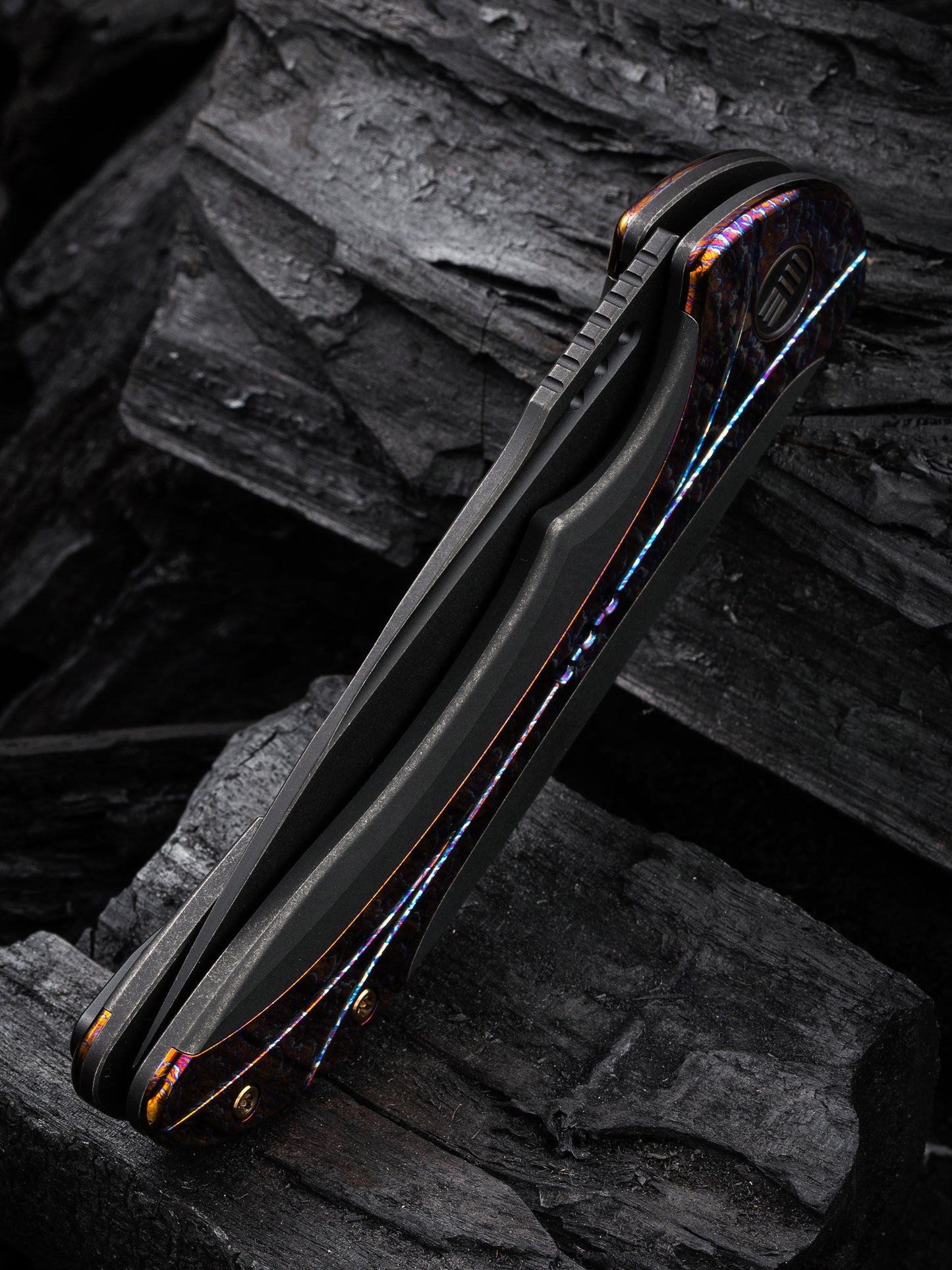 WE Equivik 3.48" CPM 20CV Black Flamed Titanium Folding Knife WE23020-2