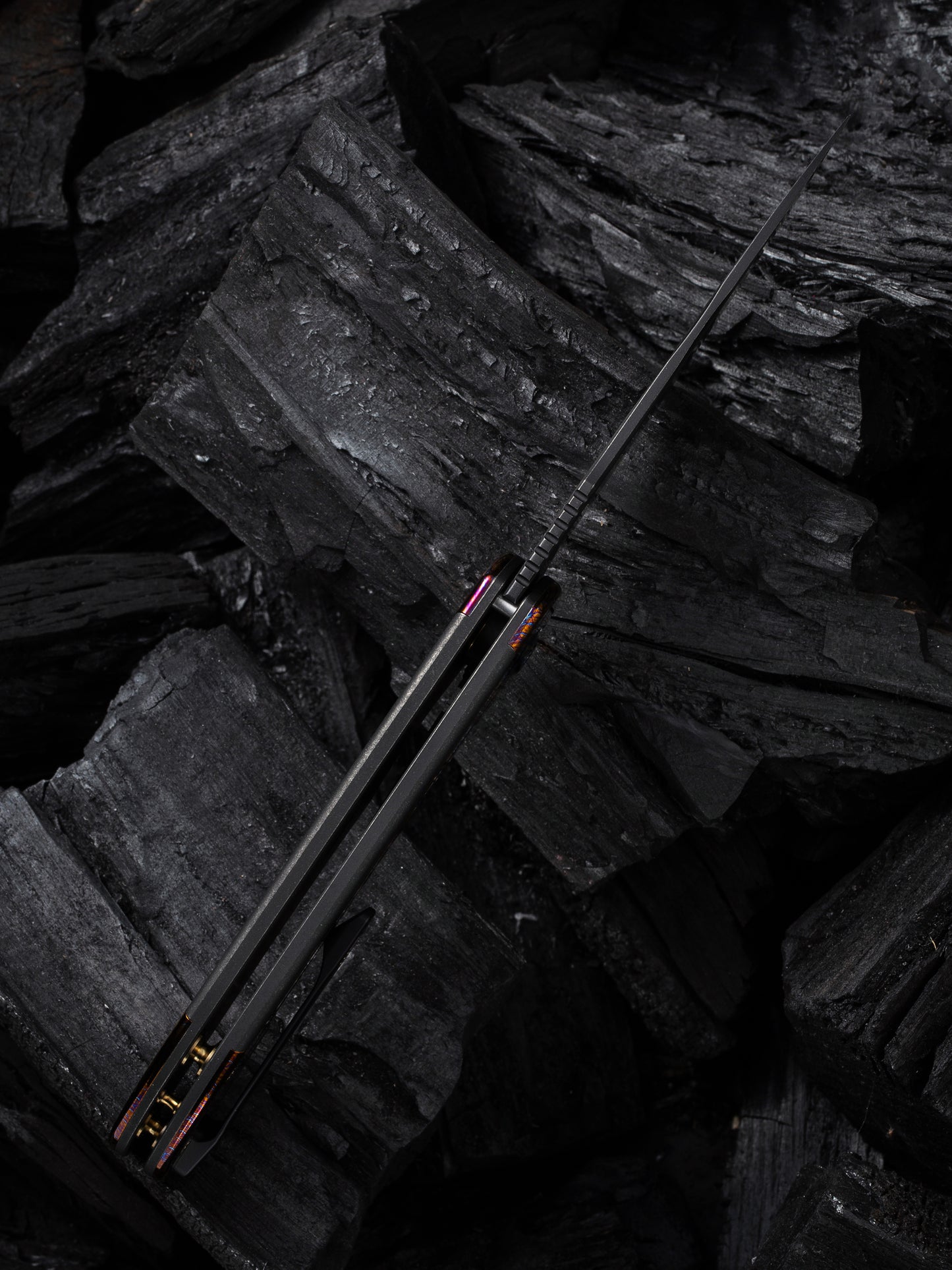 WE Equivik 3.48" CPM 20CV Black Flamed Titanium Folding Knife WE23020-2