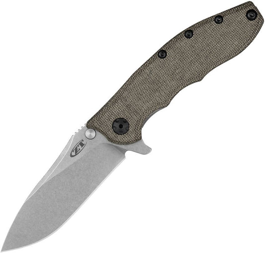 Zero Tolerance 0562MIC Hinderer Slicer 3.5" CPM Magnacut Green Canvas Micarta Titanium Folding Knife