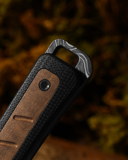 Kizer Whiskey Jack 2.06" Damascus G10 Mkuruti Wood Compact Fixed Blade Knife by Jonathan Styles 1108A2